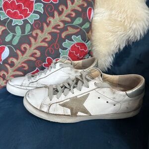 Golden Goose Women's Super-Star with silver heel tab and metal stud lettering